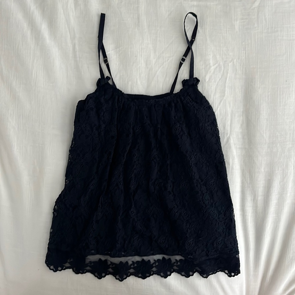 Hollister Size xs lace navy blue tank top